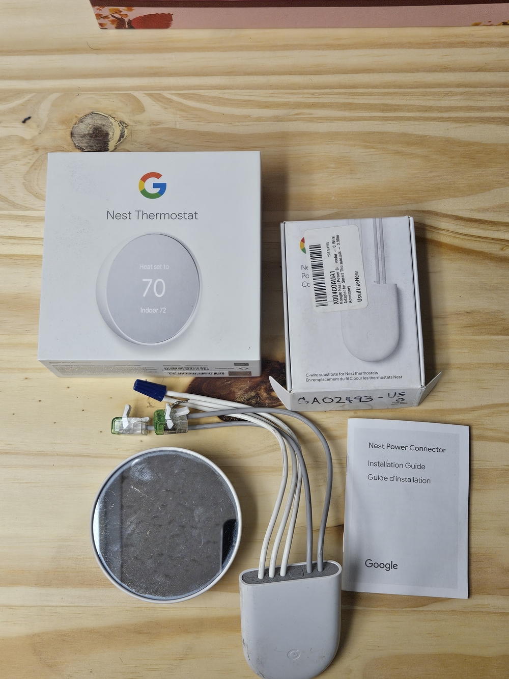 Google Nest Thermostat with Power Connector - White/Silver